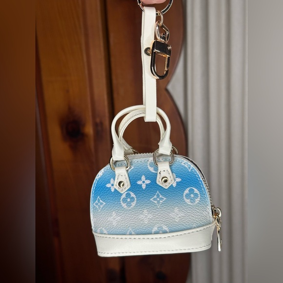 Blue and White Mini Bag Charm / AirPod Holder - Picture 2 of 3